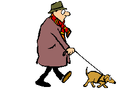 Homme promenant son chien